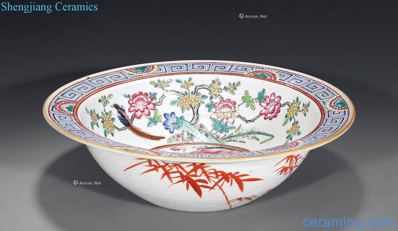 Dajing pastel painting of flowers and lion ball grain fold along the basin