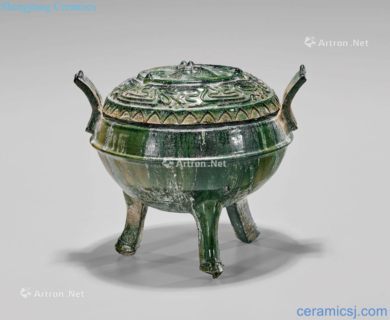 The han dynasty green glazed pottery censer