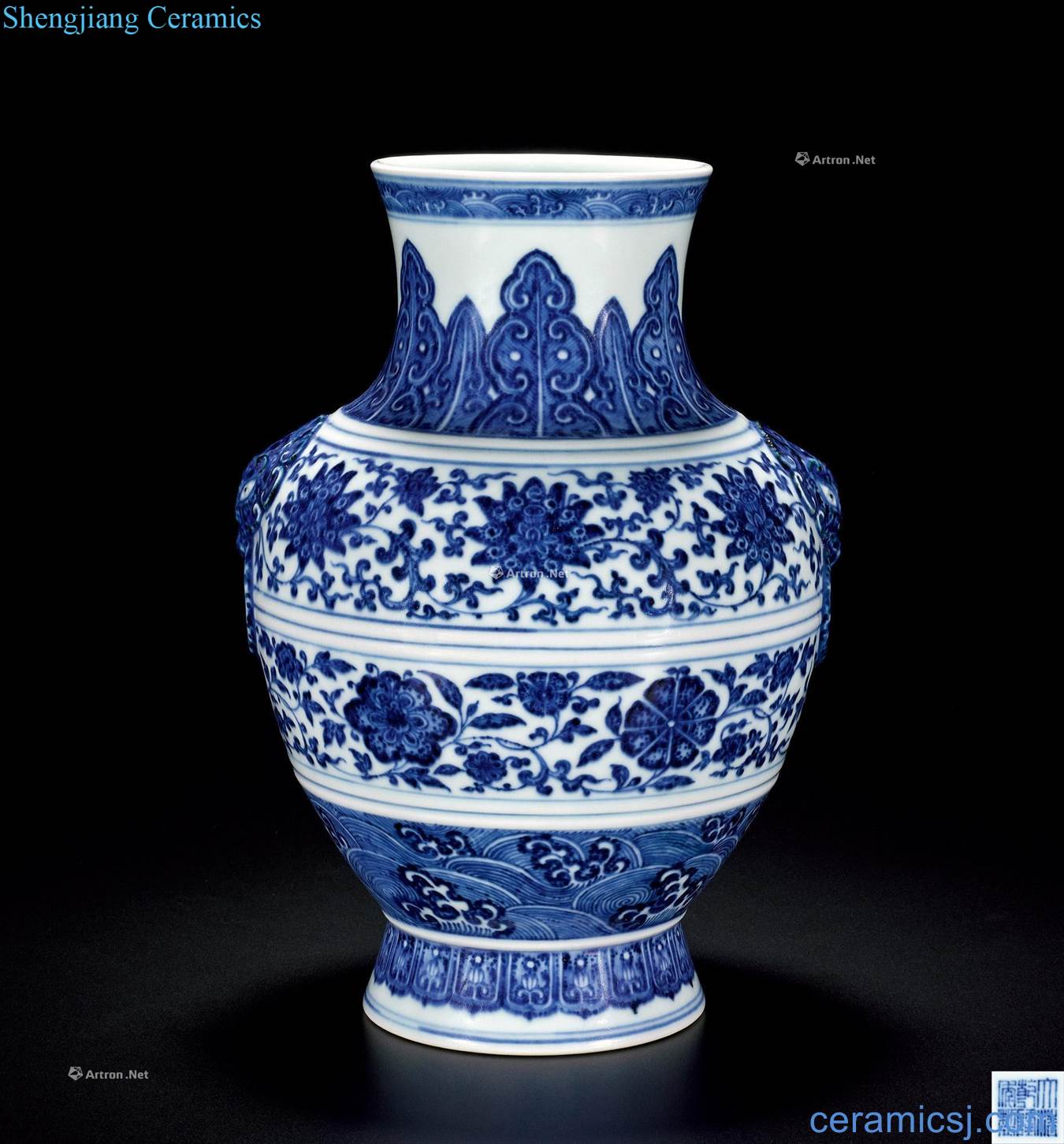 Qing qianlong Blue and white flower shop first to any tangles branches