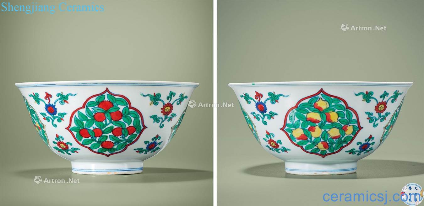 Ming wanli Bucket color medallion red fruit grain big bowl
