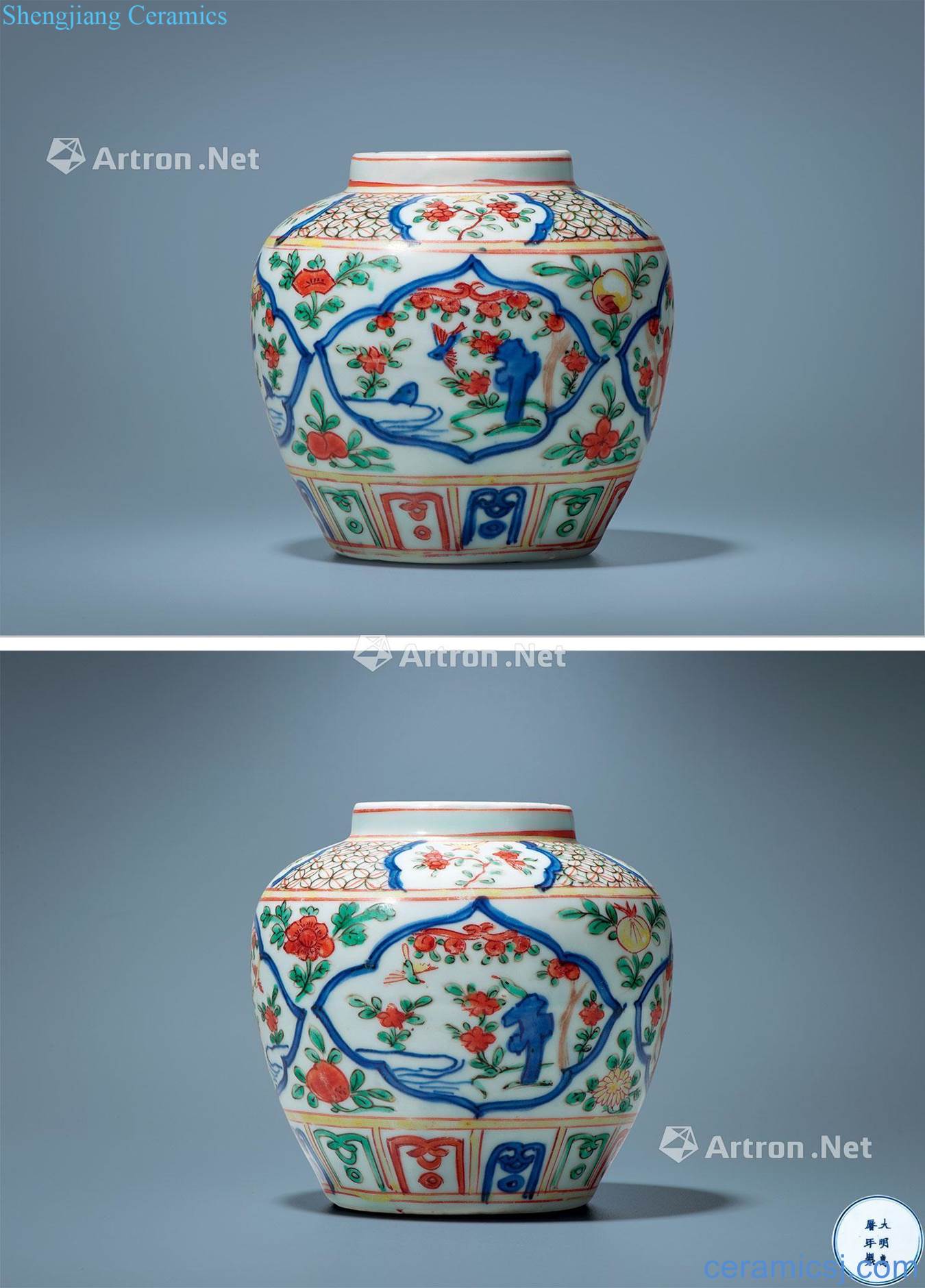Ming wanli Colorful medallion and grain canister