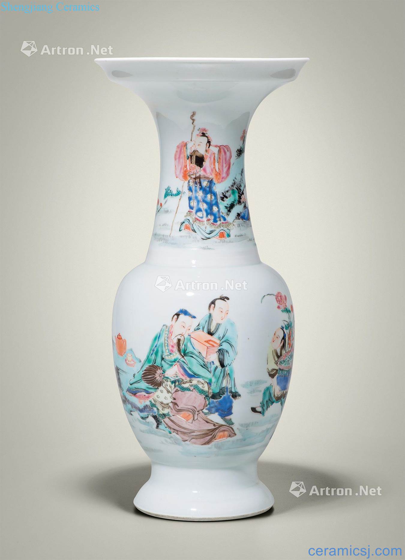 Qing yongzheng pastel oi-lin figure dish large bottle