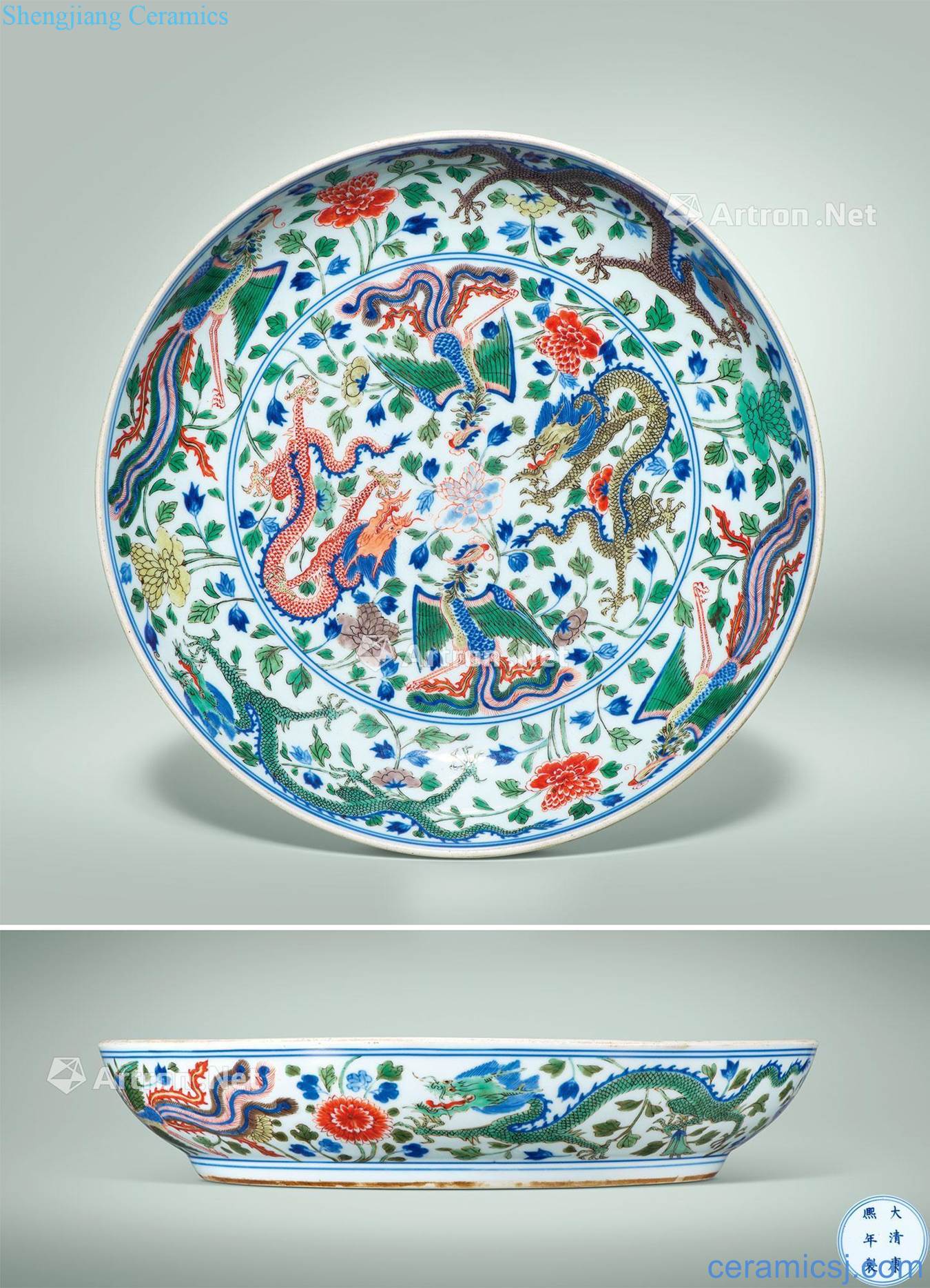 The qing emperor kangxi Colorful floral longfeng grain market