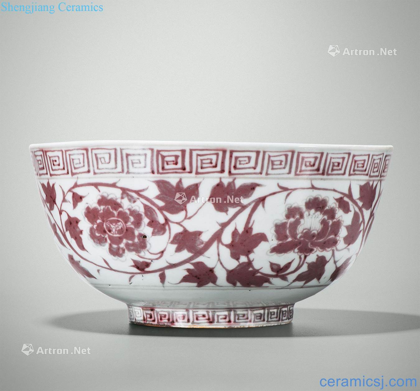 Ming hongwu Youligong tangled branches peony grains big bowl