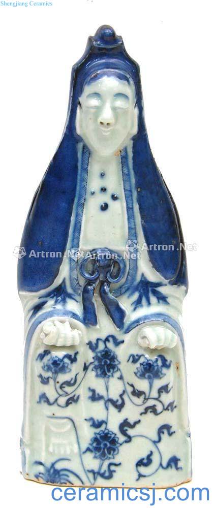 Mid qing Blue and white guanyin