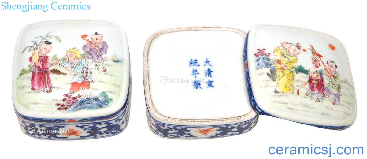 Qing xuantong enamel baby play cover box (a)
