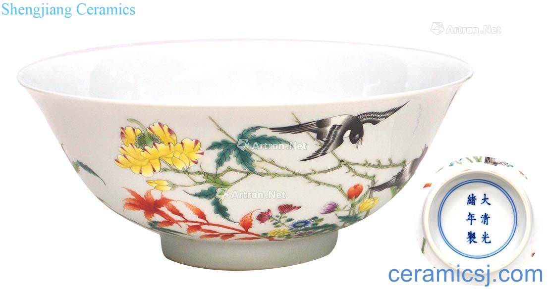 The powder enamel reign of qing emperor guangxu grain big bowl
