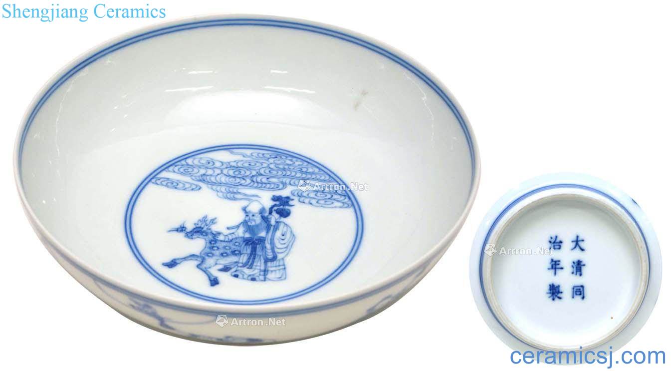 dajing Blue and white bowl of the eight immortals