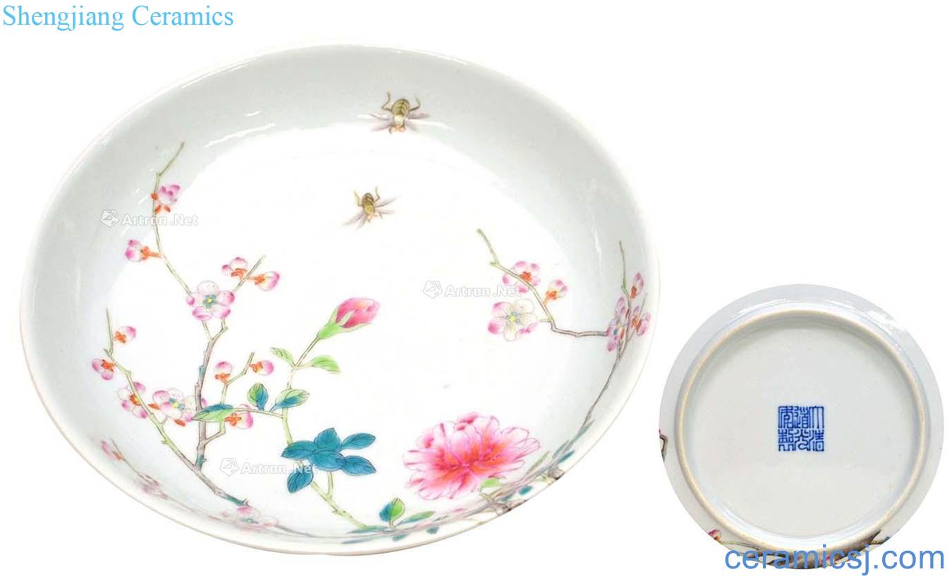 Clear light pastel flowers bees tray