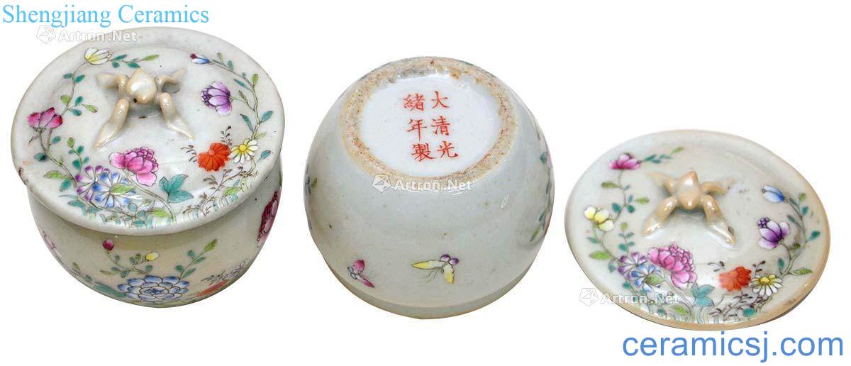 Pastel flowers reign of qing emperor guangxu tank cap (a)