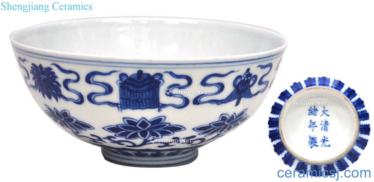 Qing guangxu Blue and white sweet green-splashed bowls