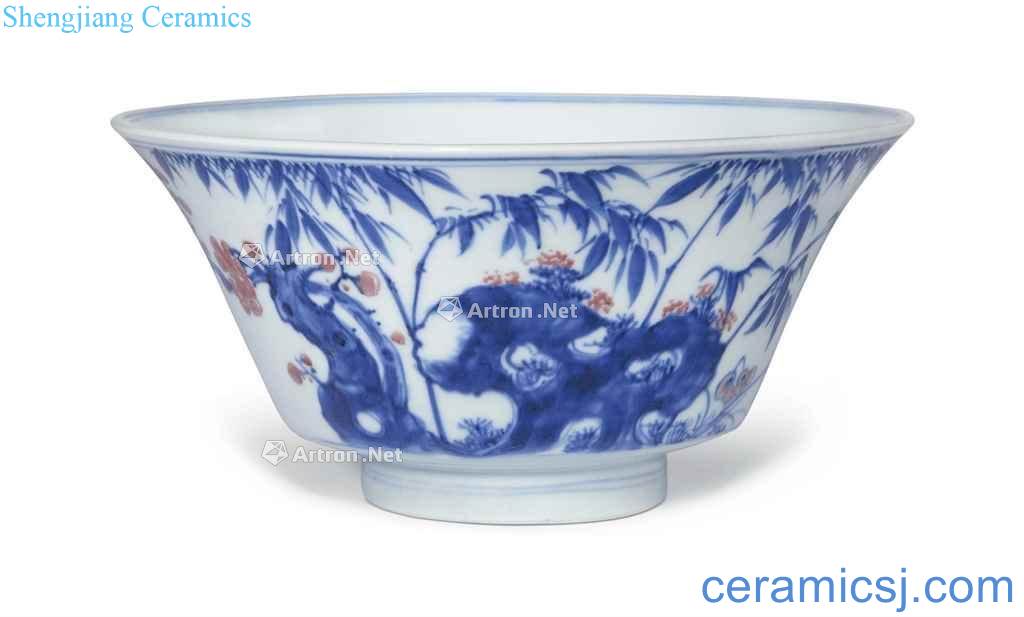 Qing qianlong Blue and white youligong cheese birthday verse bowl