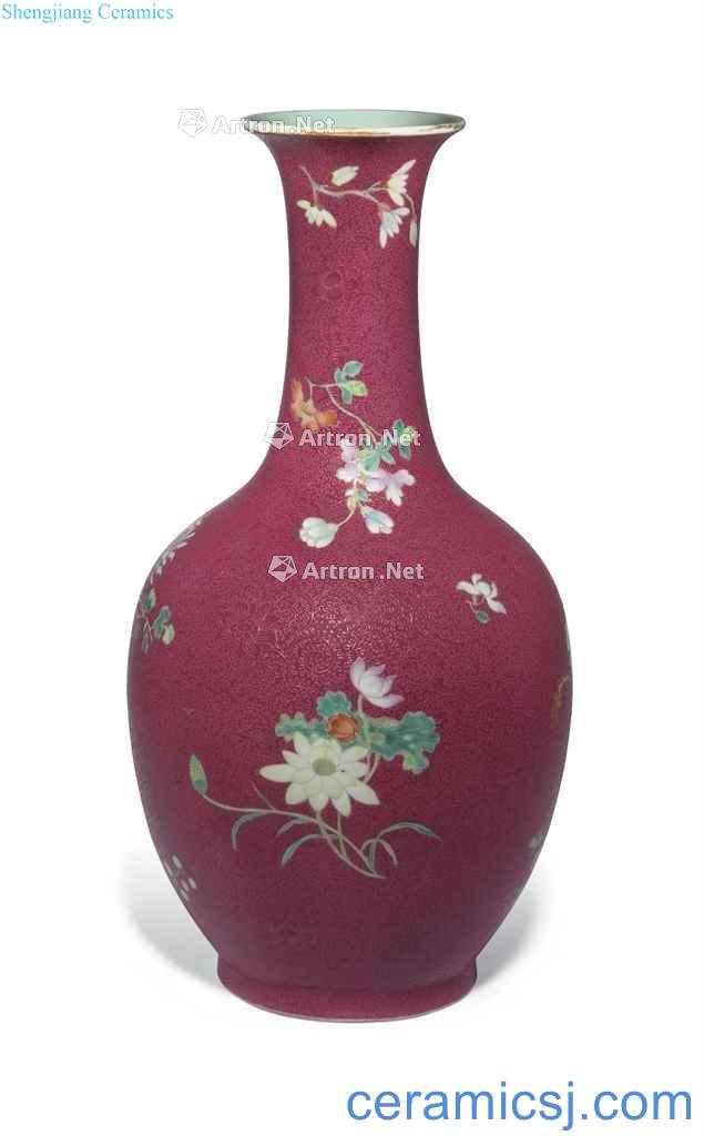 In the 19th century to carmine pastel rolling tao jin qing flower grain bottle
