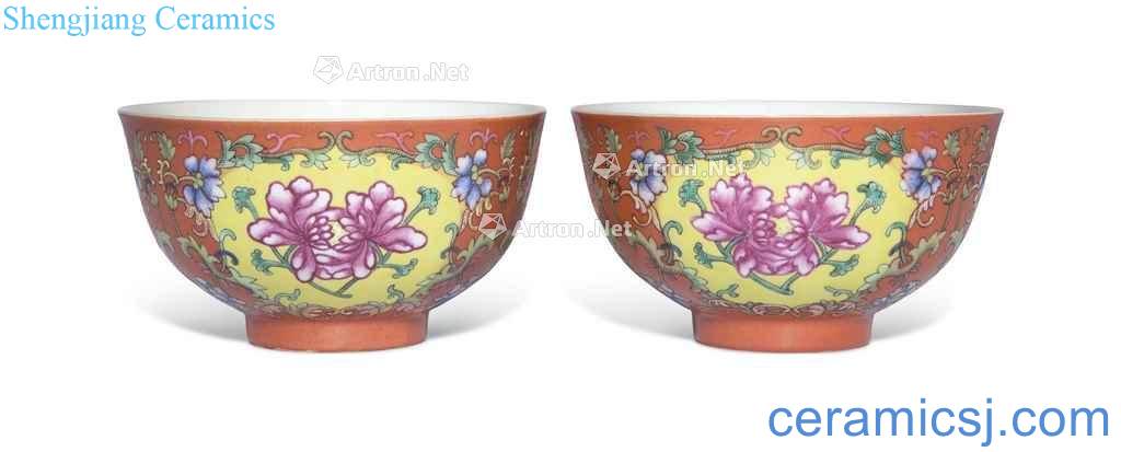 Qing guangxu To powder enamel coral red peony pattern bowl (a)