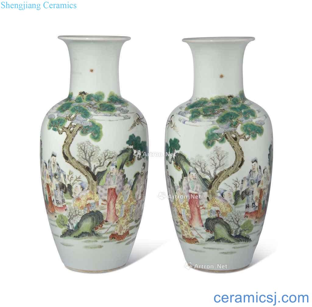 Qing 19th century pastel fairy figure bottles (a)