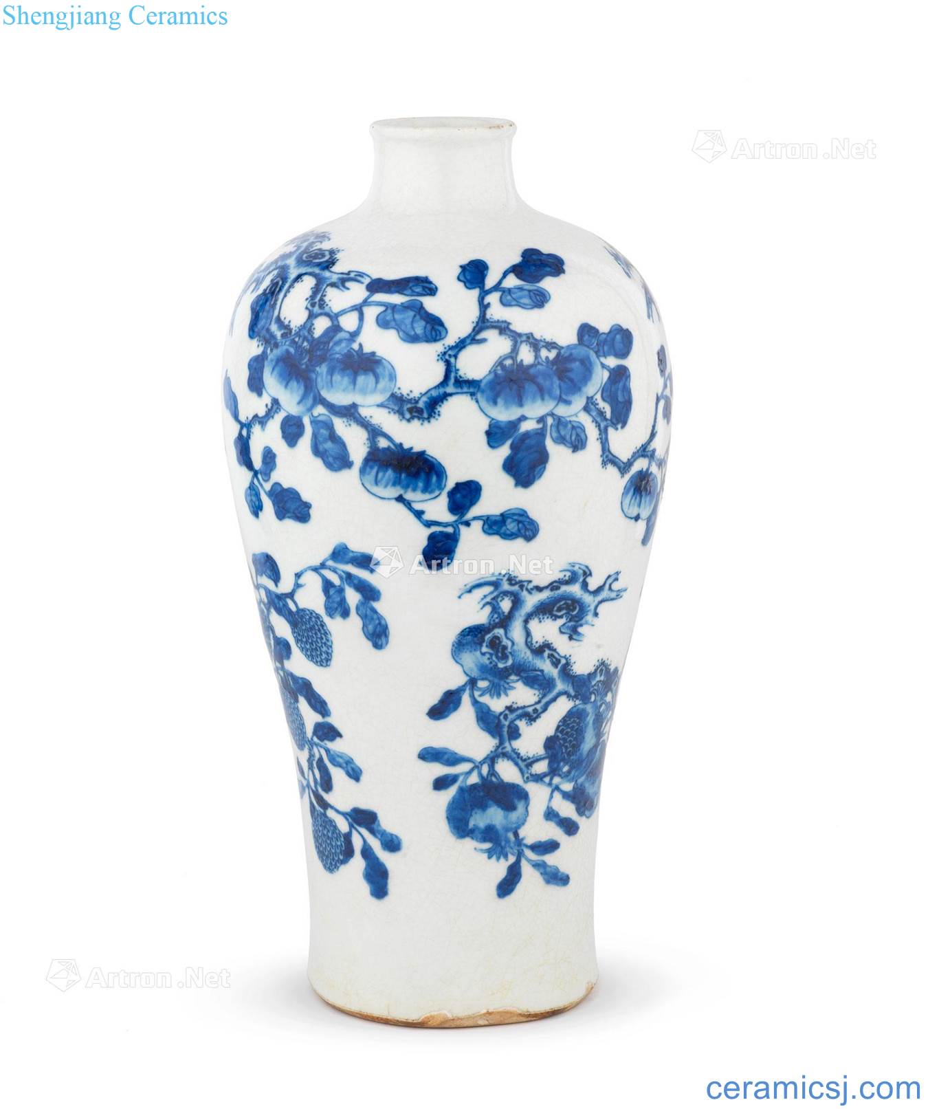 Qing yongzheng/blue and white fold branch flowers and grain mei bottle qianlong pulp tire