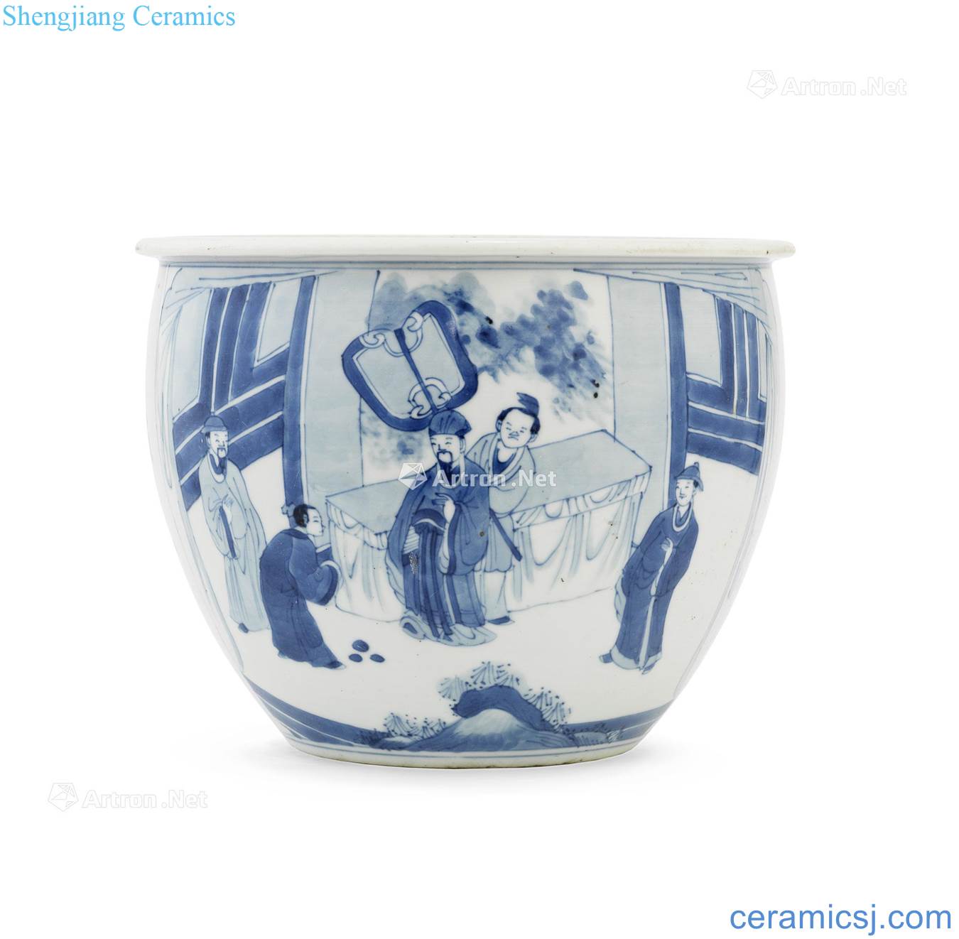 Stories of the qing emperor kangxi porcelain figure cylinder