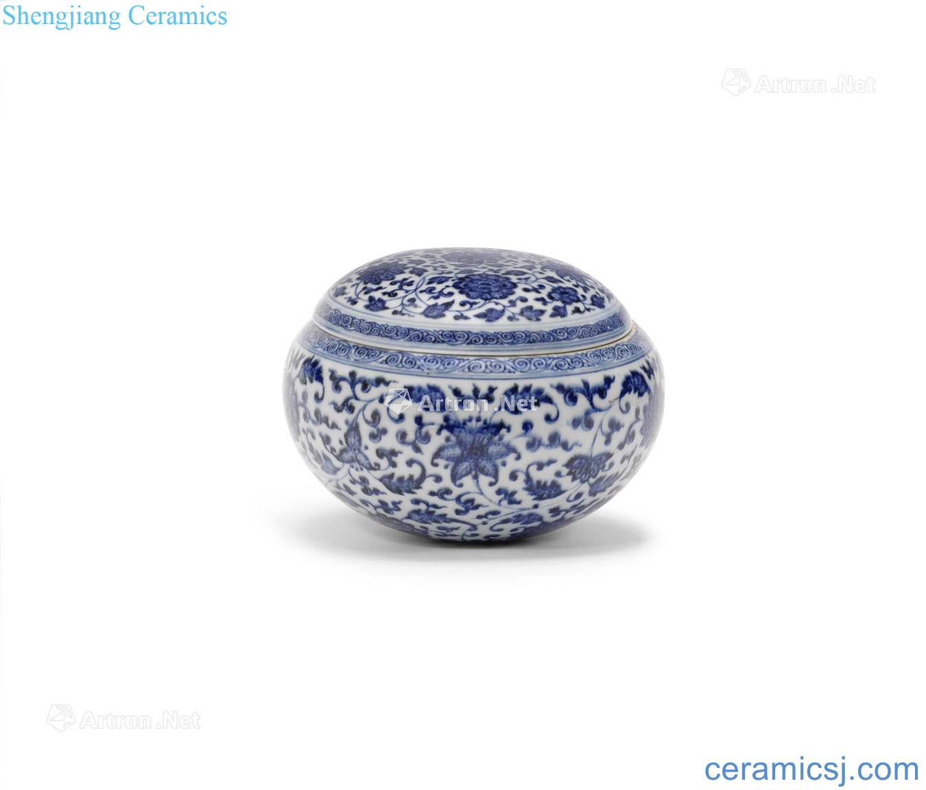Qing qianlong Blue and white lotus flower bowl half cover