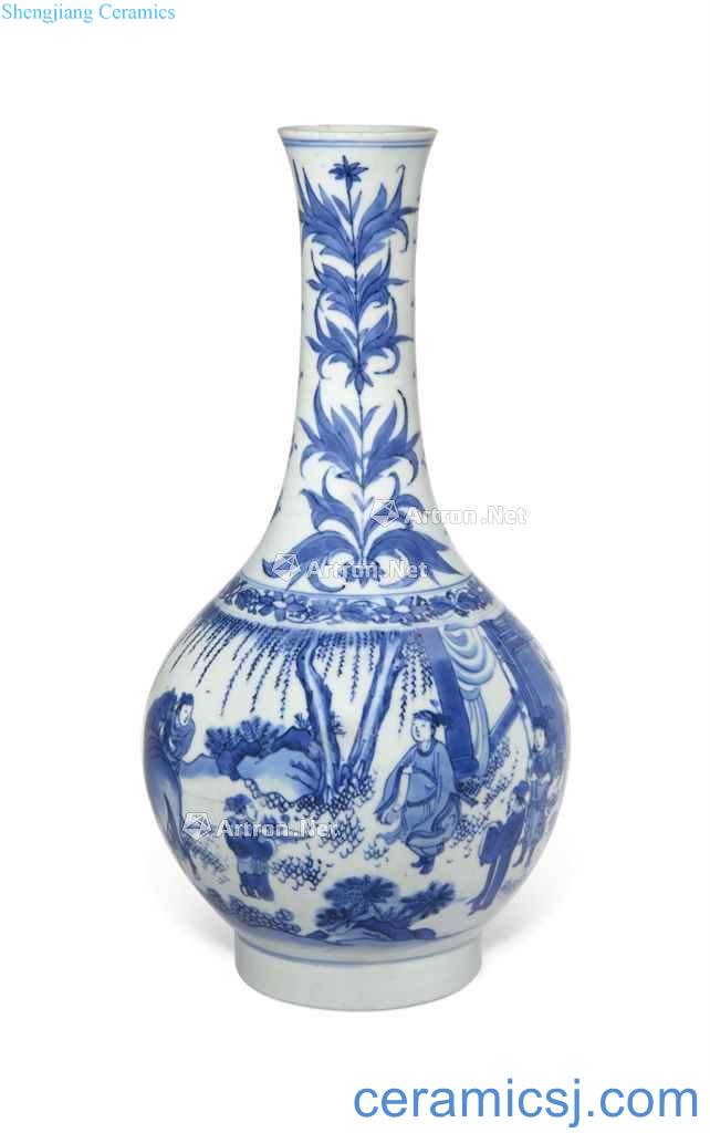 Ming chongzhen Stories of blue and white figure the flask