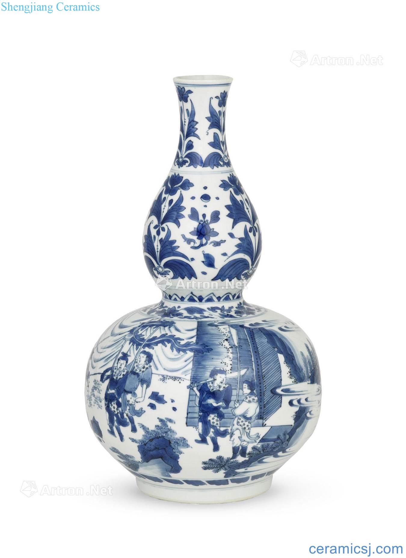 Ming chongzhen Blue and white figure gourd bottle promotion