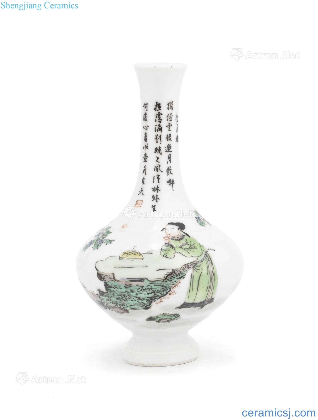 The qing emperor kangxi "water the month figure" the flask