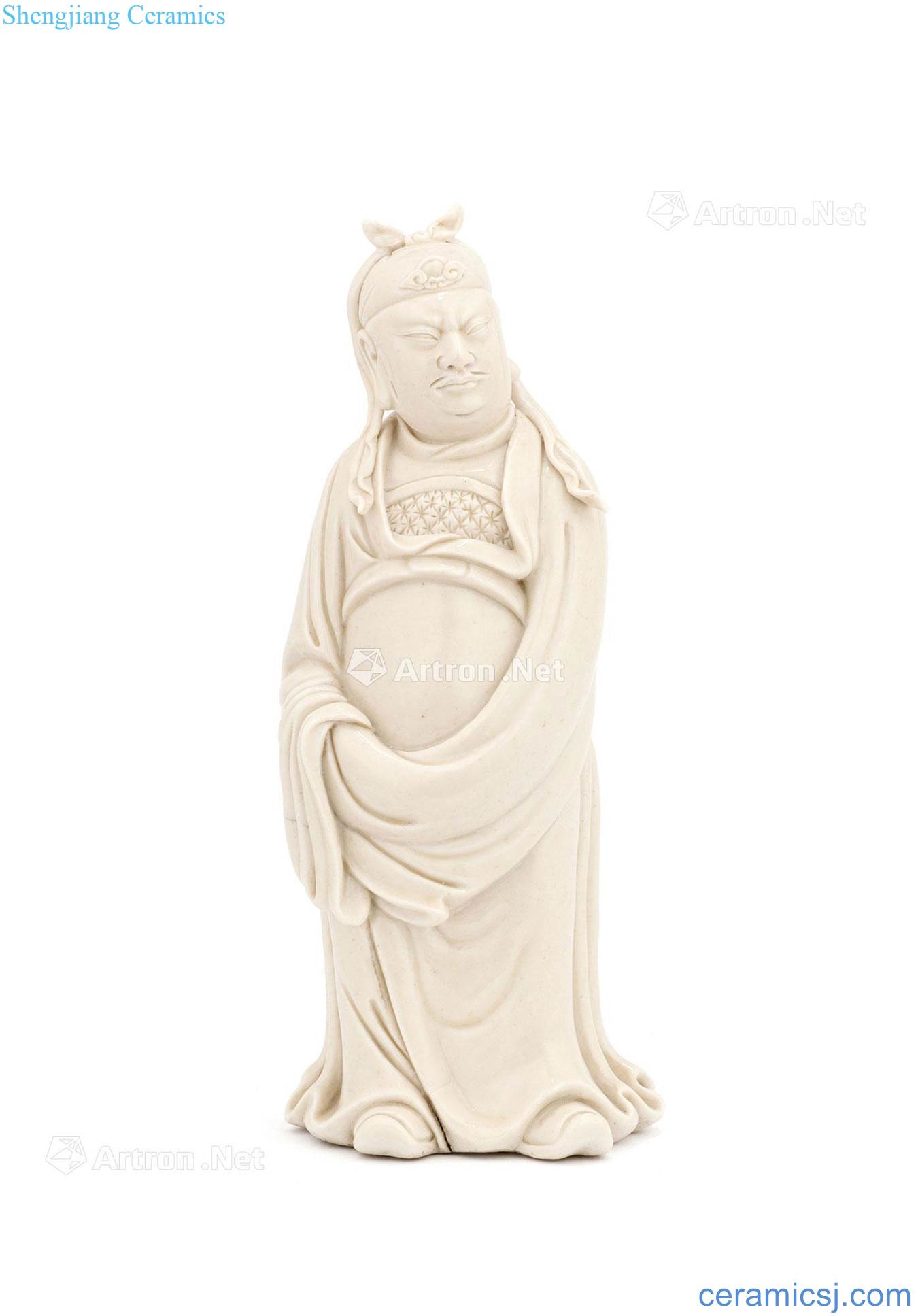In the 17th century dehua white porcelain emperor stands resemble