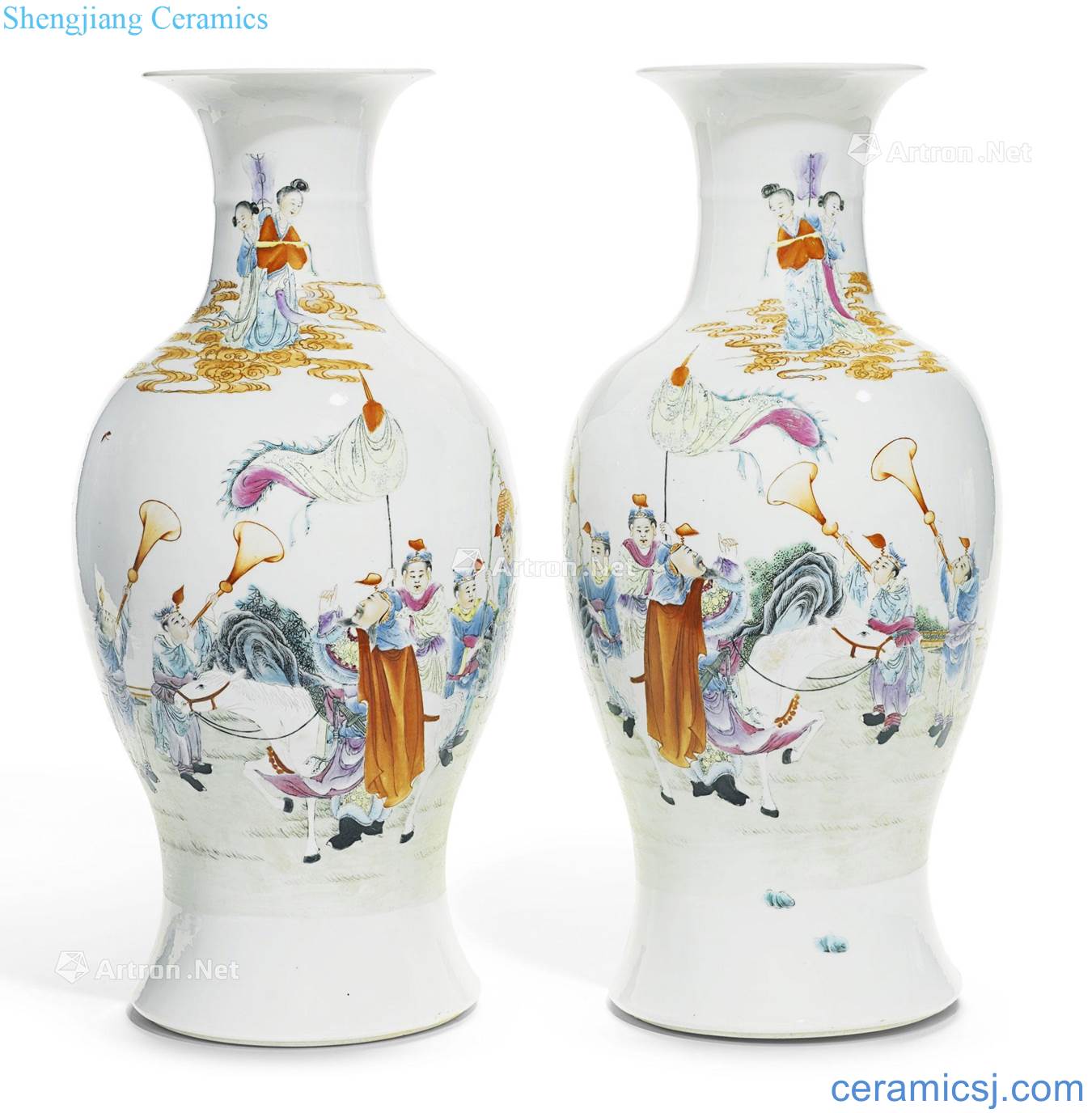Qing dynasty in the 19th century Pastel fairy celebrate figure goddess of mercy bottle (a)