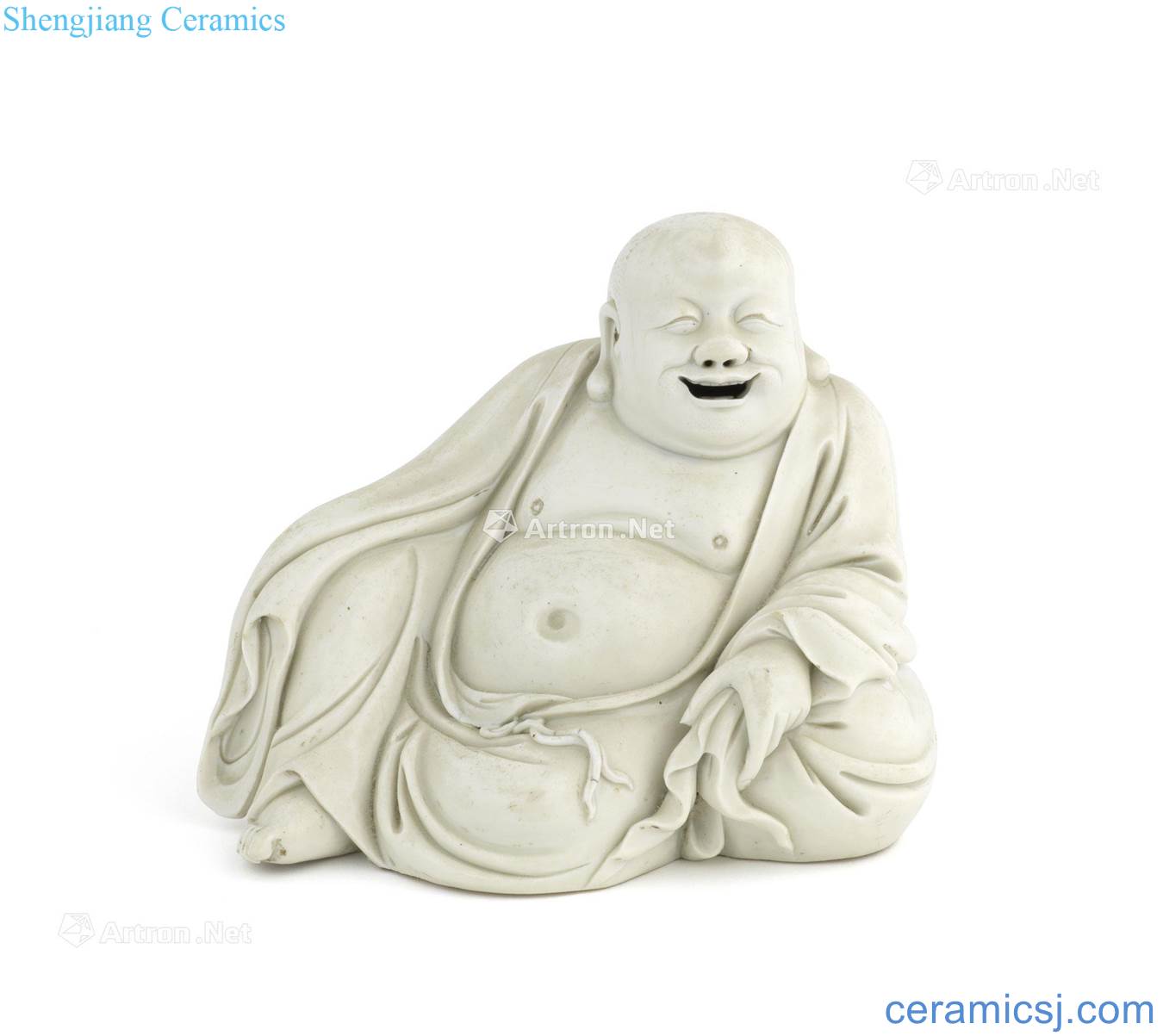 In the 17th century Dehua white porcelain bag Buddha statue