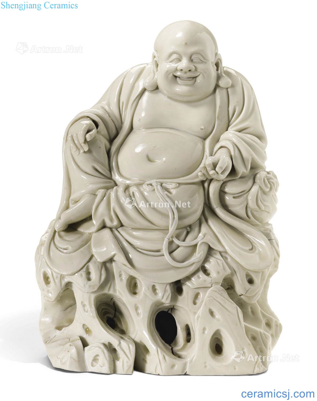 In the 17th century Dehua white glaze bag Buddha statue