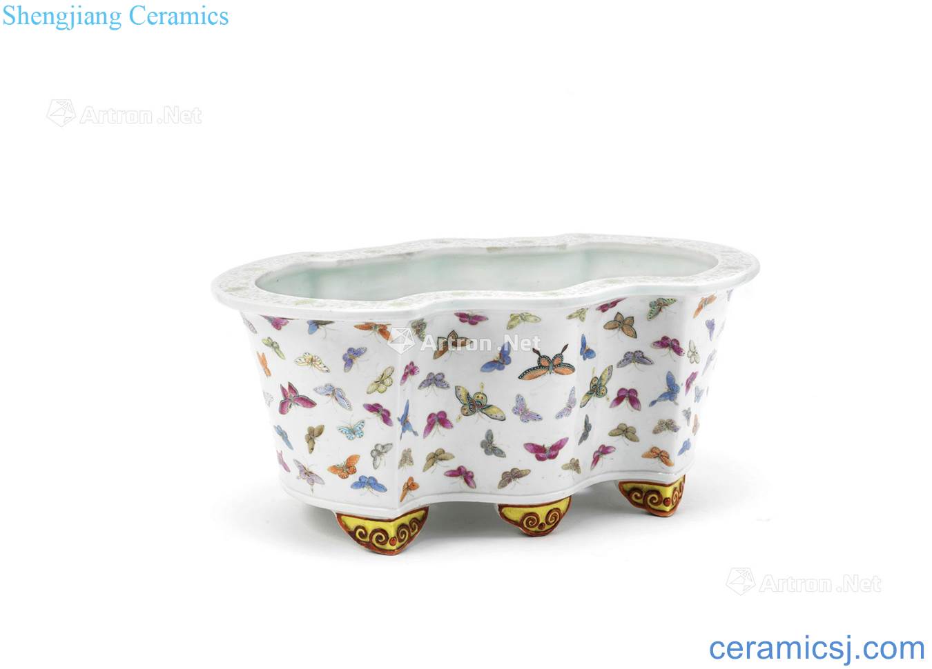 Pastel reign of qing emperor guangxu the butterfly tattoo disc type basin