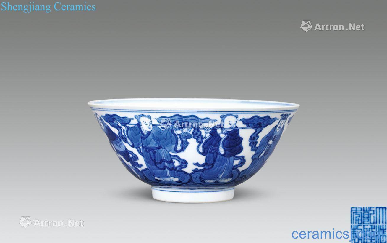 qing Blue and white bowl of the eight immortals