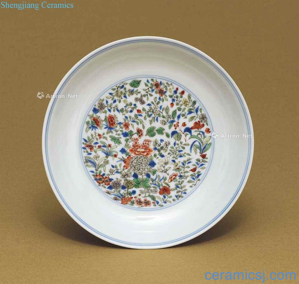 KANGXI SIX - CHARACTER MARK THE AND OF THE PERIOD (1662-1722) A WUCAI DISH