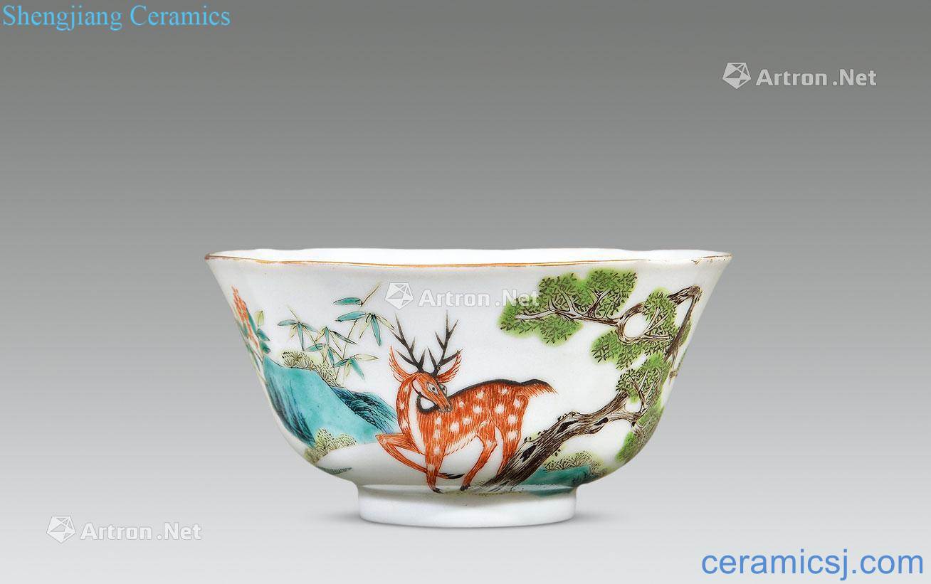 Clear pastel deer crane with a bowl of spring