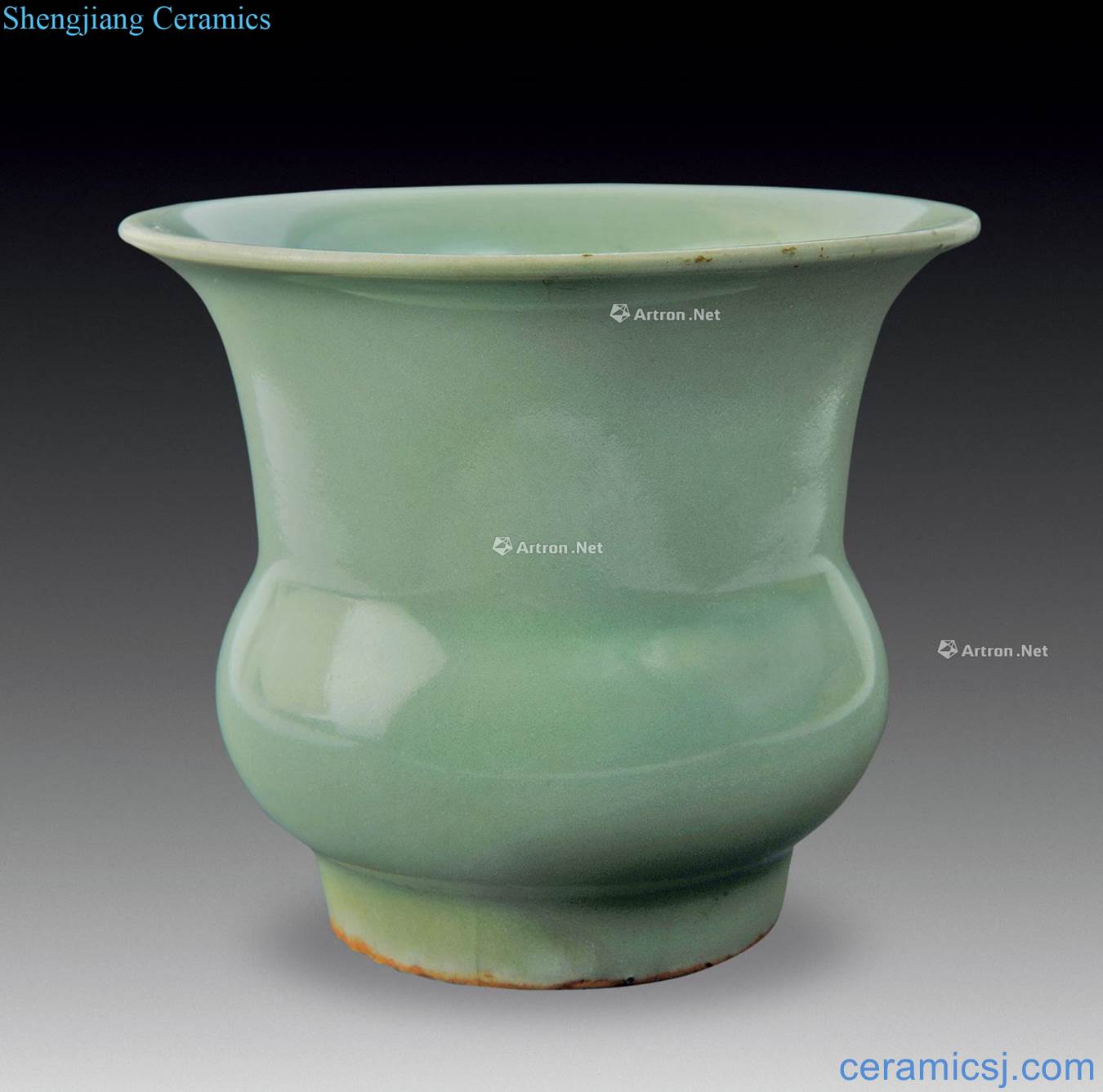 Ming or earlier Longquan celadon slag bucket