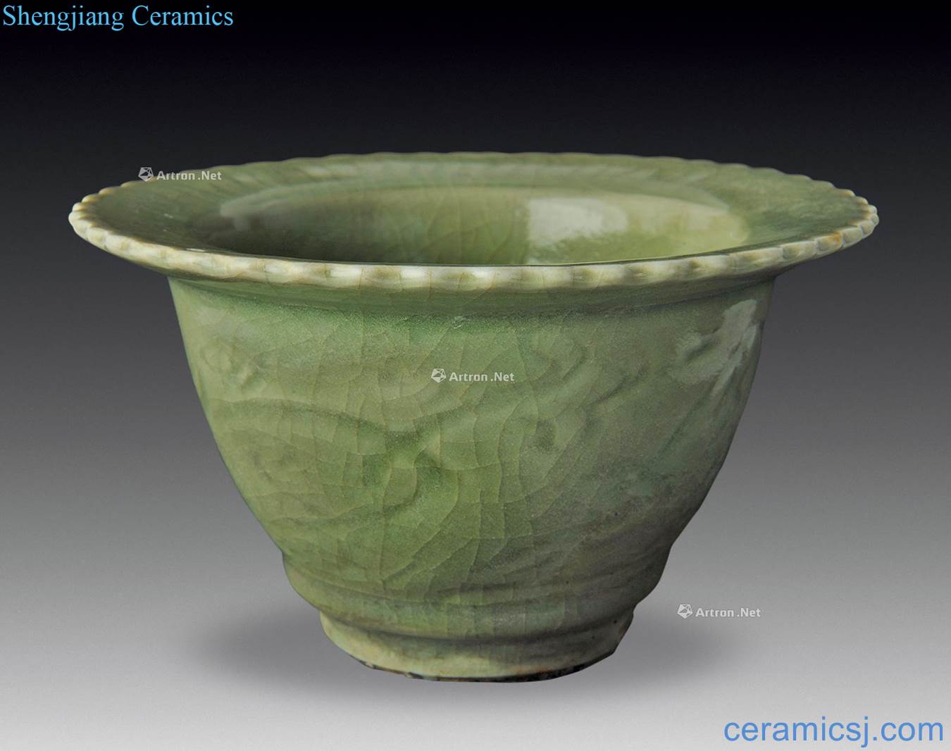 Ming or earlier Longquan celadon flower pot