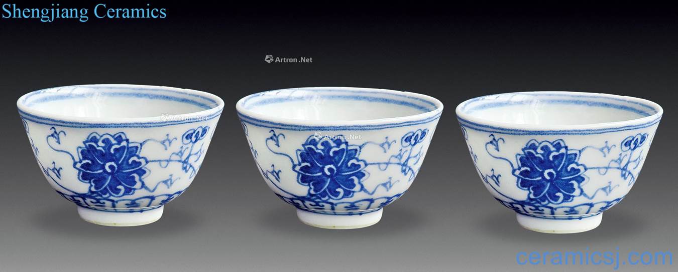 Qing guangxu Blue and white tie up lotus flower grain cup (three)