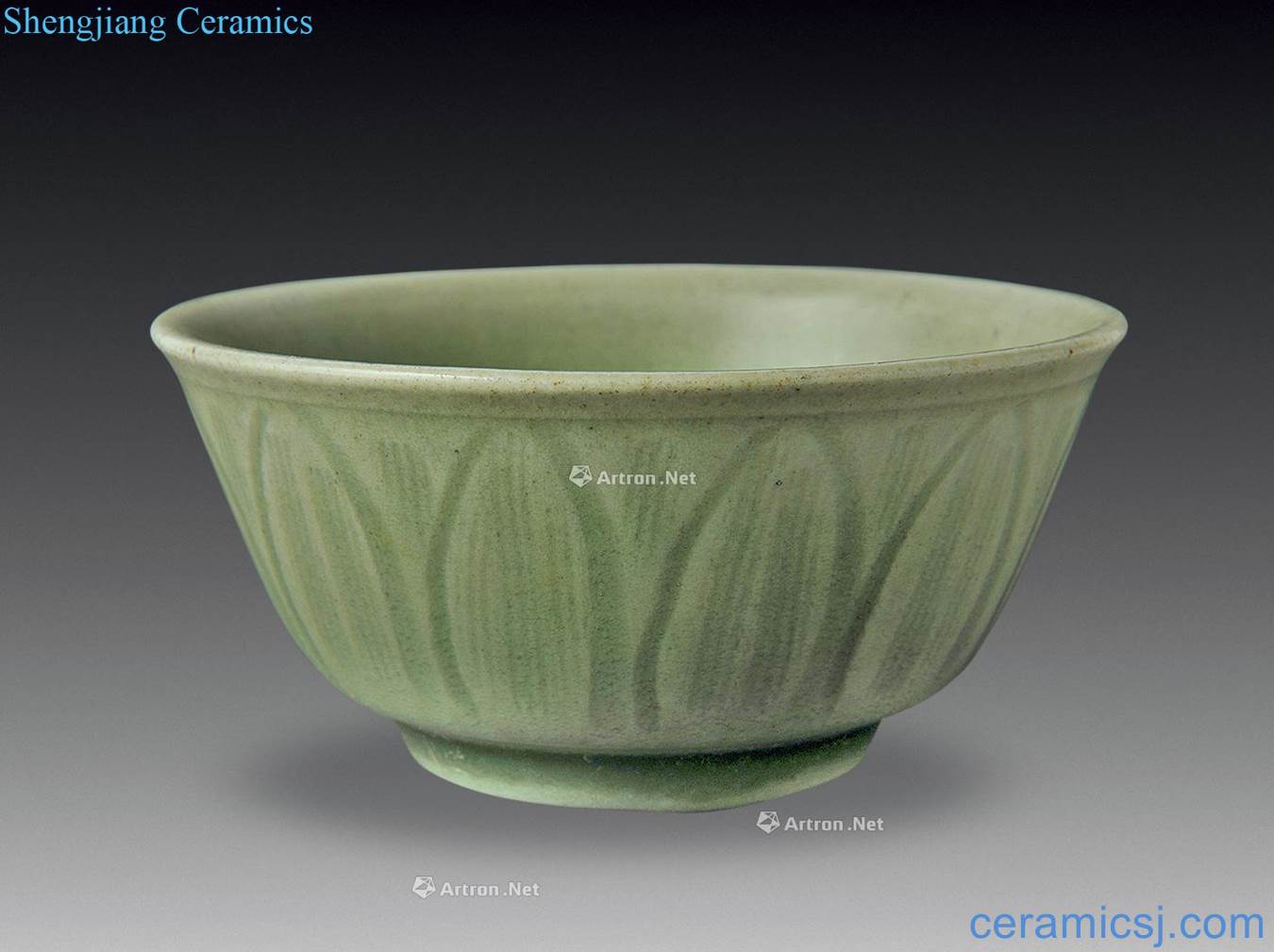 Ming or earlier Longquan celadon carved tea light