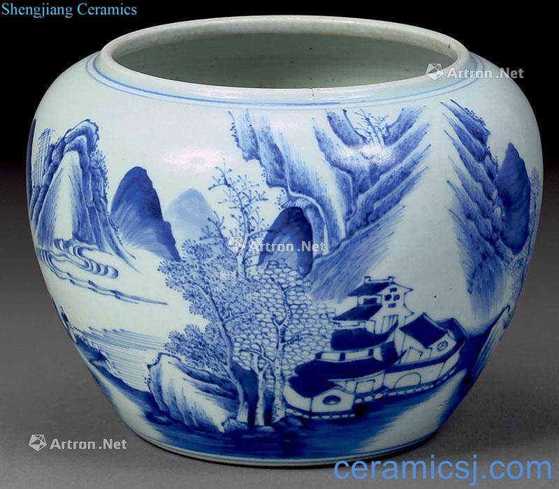 qing Blue and white landscape bowl
