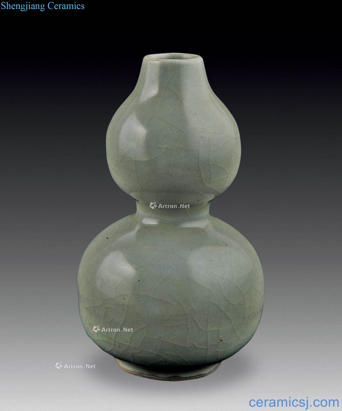 Ming or earlier Longquan celadon gourd bottle