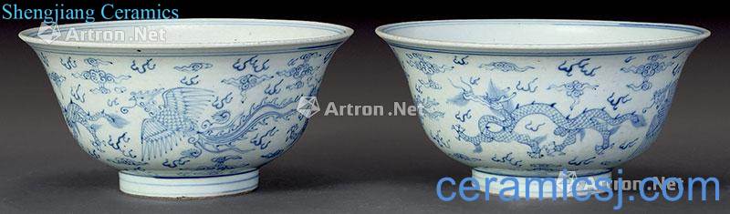 qing Blue and white light tracing longfeng bowl (2)