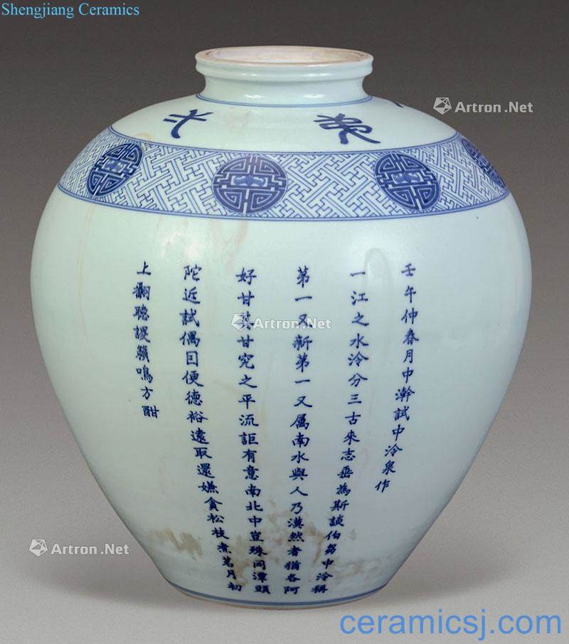 Qing dynasty blue and white big pot