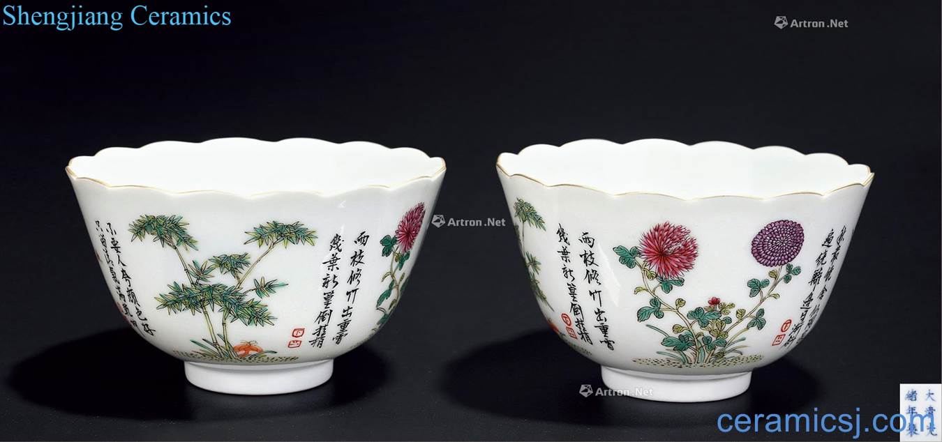 Clear pastel chrysanthemum patterns bowl (a)