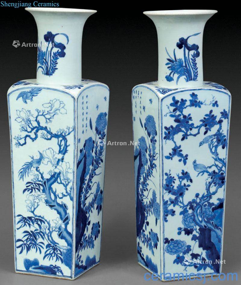 qing Blue and white flower on grain square bottle (2)