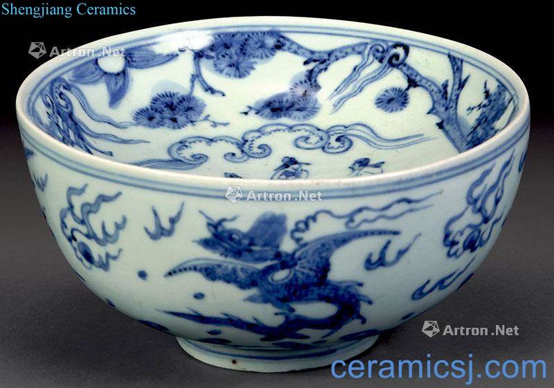 Ming Blue and white dragon zhuge bowl