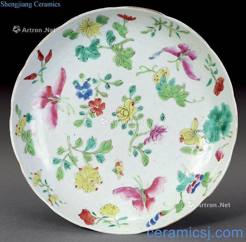 Clear pastel flowers butterfly plate