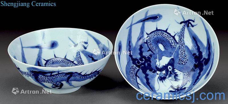 Qing dynasty blue and white dragon bowl (2)
