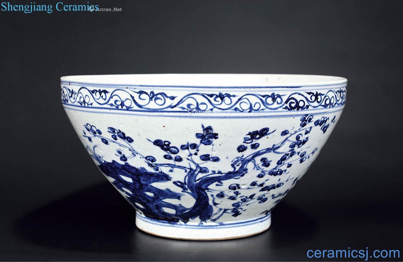 Ming Blue and white shochiku mei big bowl