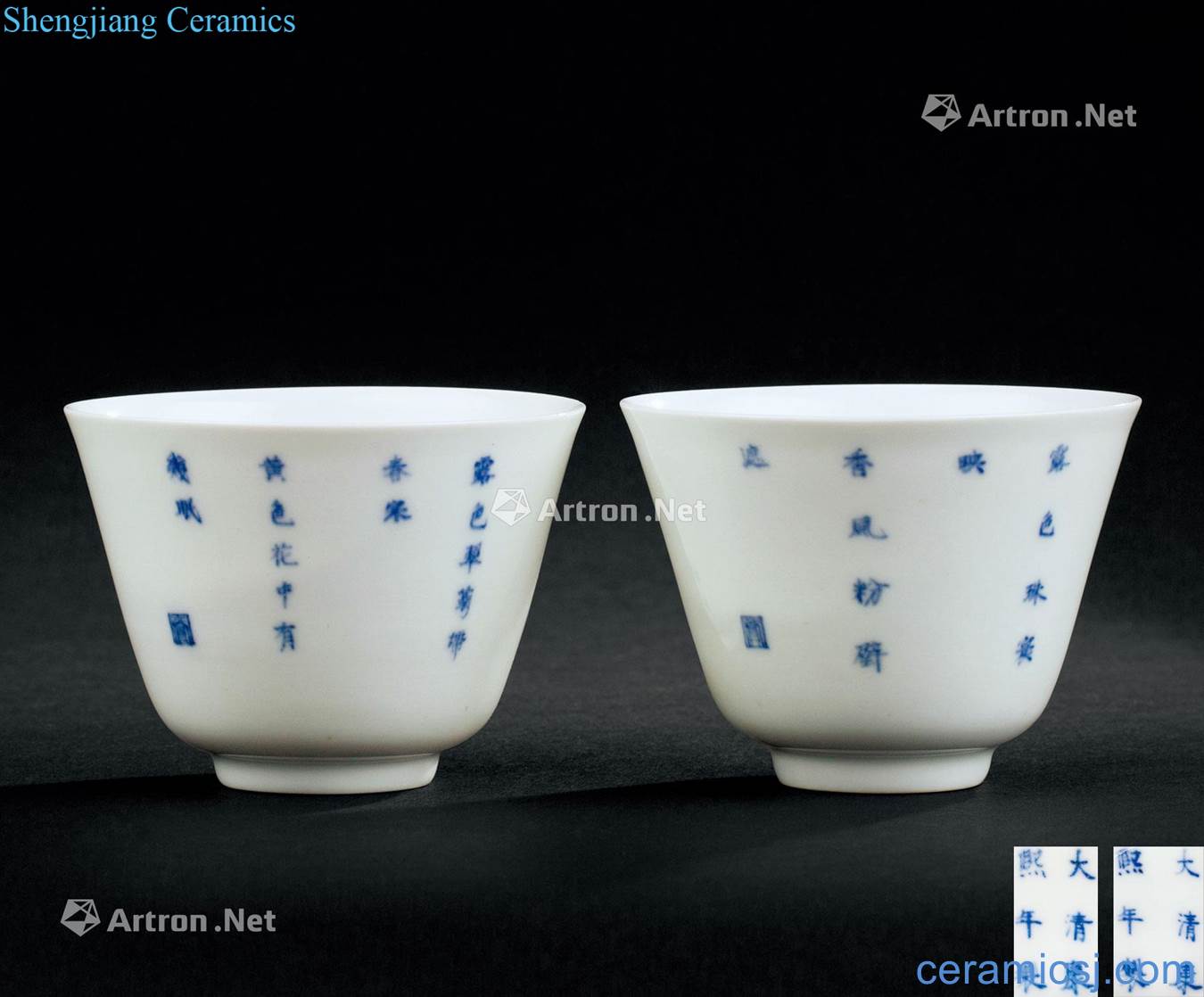 In the qing dynasty (1644 ~ 1911) blue and white flora cup (a)