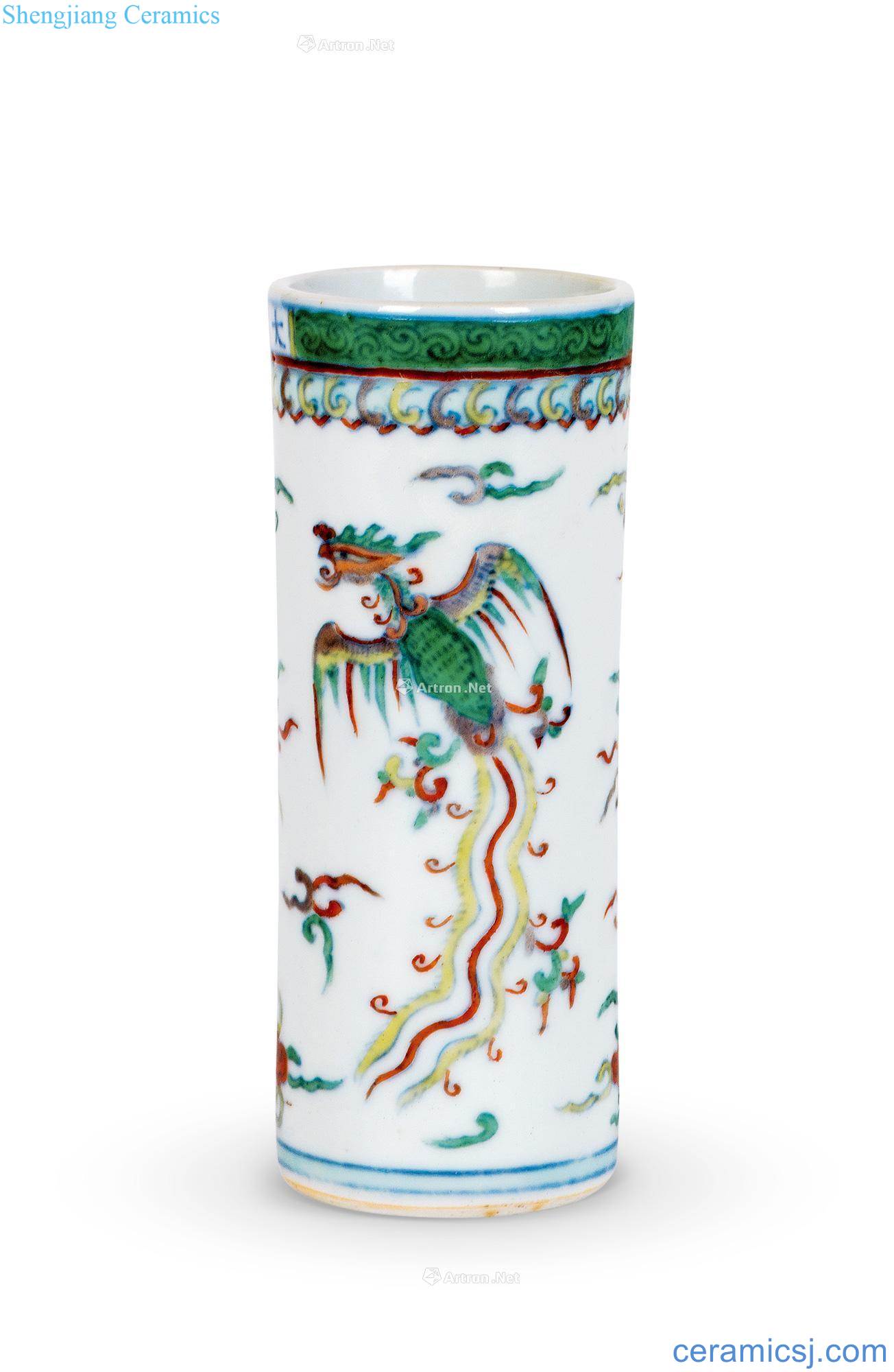Qing yongzheng bucket color double phoenix incense cone