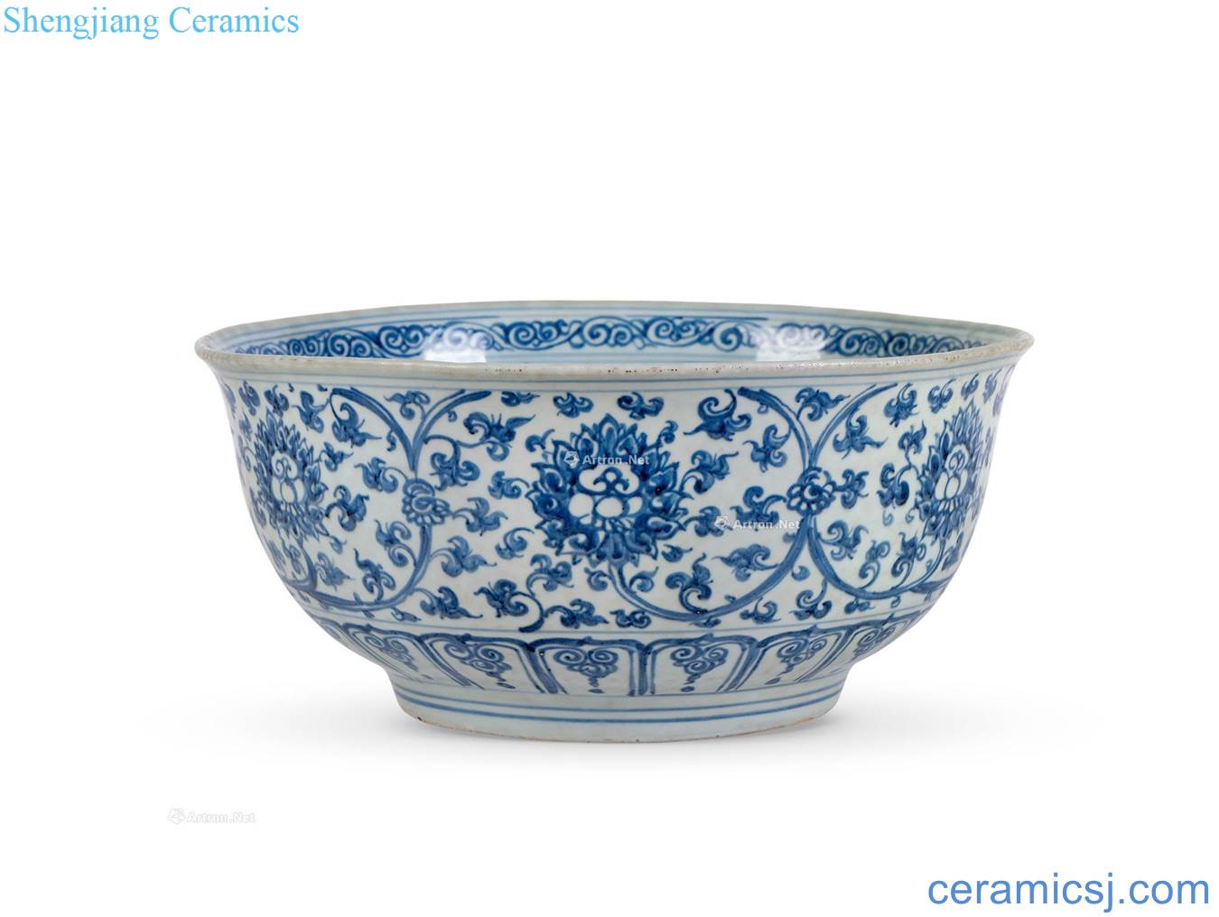 MingZhengDe Blue and white lotus flower bowls